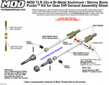 MOD TLR 22x-4 Elite - Full Kit F/C/R - Bi-Metal Aluminum Skinny Bone Puck Kit F/R Motor Compatible #20500