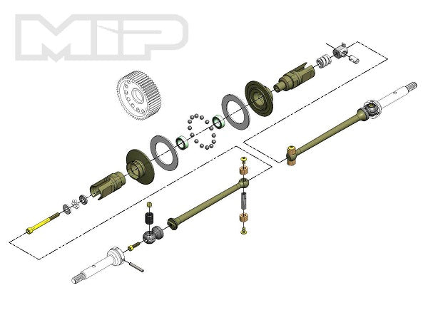 MOD / MIP Aluminum Ball Diff / Bone Puck Drive System, 68mm TLR 22 5.0 Elite #18370