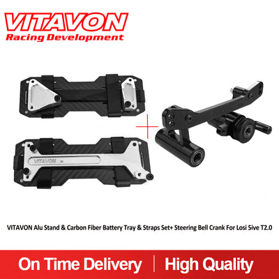 VITAVON Alu Stand & Carbon Fiber Battery Tray & Straps Set+ Steering Bell Crank For Losi 5ive T2.0 - Vitavon - 5T00005