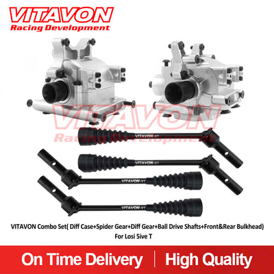 VITAVON Combo Set( Diff Case+Spider Gear+Diff Gear+Ball Drive Shafts+Front&Rear Bulkhead) For Losi 5ive T - Vitavon