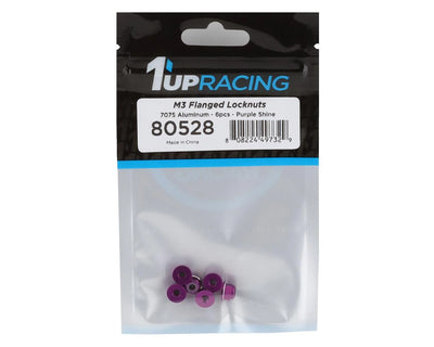 1UP Racing 3mm Aluminum Flanged Locknuts w/Chamfered Finish (Red) (6)