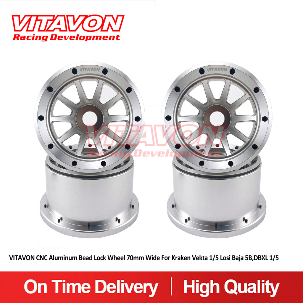 VITAVON CNC Aluminum 1/5 Bead Lock Wheel 70MM Wide For Vekta Losi Baja 5B,DBXL 1/5 - Vitavon - 5B00033