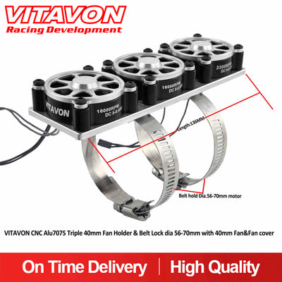 VITAVON CNC Alu7075 Triple 40mm Fan Holder & Belt Lock dia 56-70mm with 40mm Fan&Fan cover - Vitavon - VT00039