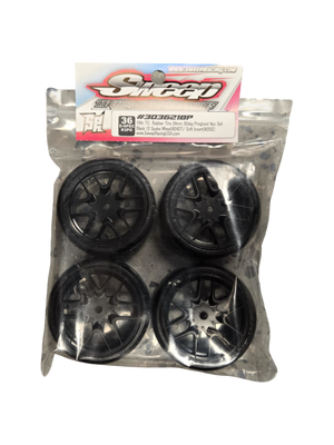 Sweep - D36 D-SPEC Asphalt TC tire 4pc set Pre-glued - Thick Soft Insert - Black 12 Spoke Wheels