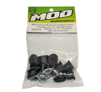 .25 / .75 / 1.25 (In Between) Machined Delrin Inserts for Stock and MOD ABCD Adjustable Hinge pin Blocks Losi/TLR 5t/5B