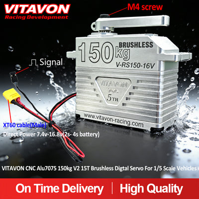 VITAVON CNC Alu7075 150kg V2 15T Brushless Digtal Servo For 1/5 Scale Vehicles - Vitavon - 5T00087