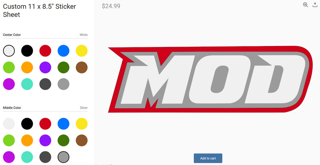 CUSTOM STICKER SHEET - Choose Colors & Logos 11x8.5"