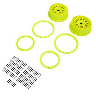 Wheel and Beadlock Set, Yellow (2): 5IVE-T 3.0 - PRO287802