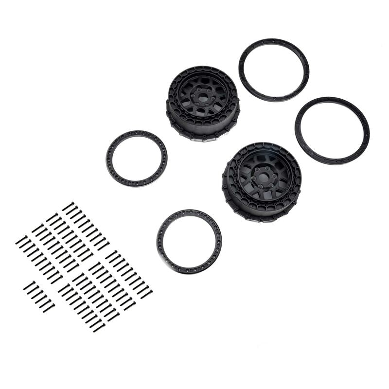 Wheel and Beadlock Set, Black (2): 5IVE-T 3.0 - PRO287803