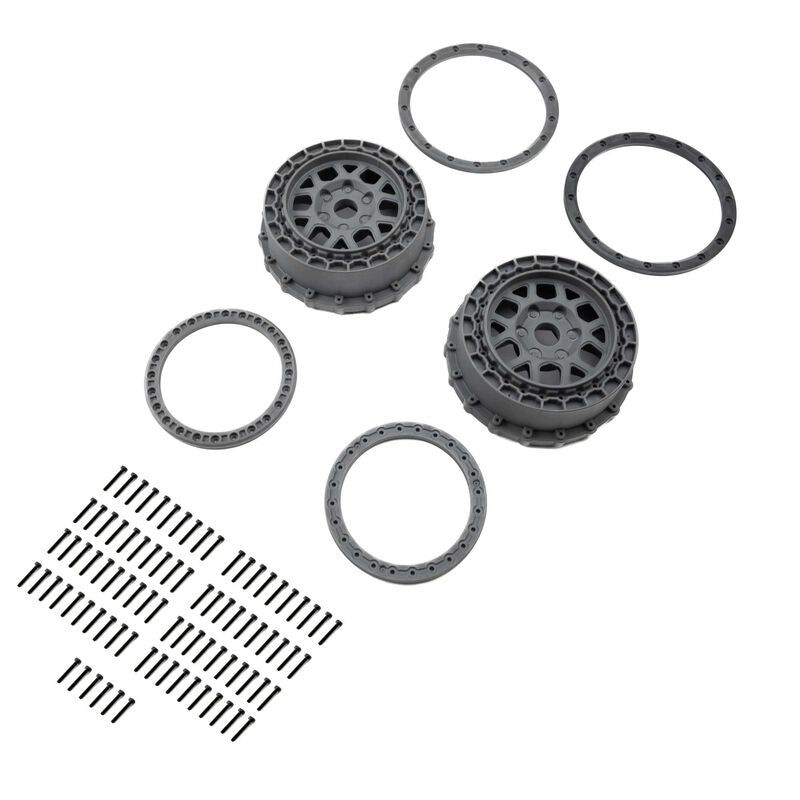Wheel and Beadlock Set, Gray (2): 5IVE-T 3.0 - PRO287805