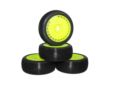 DIALED-RC V1 Soft 1/8 Buggy Tires  (Pre-mounted) (Yellow Spoke) (4) - DRC-9420-V1SGY