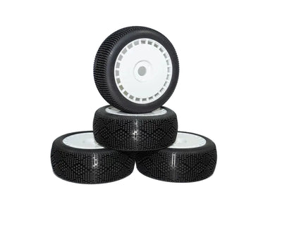 DIALED-RC V7 Soft 1/8 Buggy Tires Pre-Glued (Pre-mounted) (White Spoke) (4) - DRC-9420-V7SGW