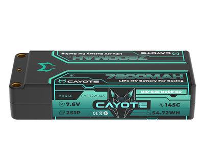 Cayote 2S 145C Mid-Size LiHV Battery (7.6V/7200mAh) w/5mm Connectors - CYE722S145