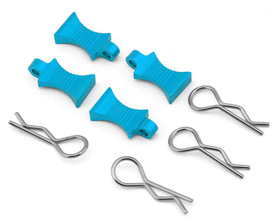Hobby Details Pro Aluminum Easy Pull 1/10 & 1/8 Body Clips (Blue) (4) - DTT-DTEL01071E