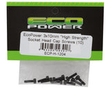 EcoPower 3mm "High Strength" Steel Socket Head Cap Screws (10) (3x10mm) - ECP-H-1204