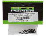 EcoPower 3mm "High Strength" Steel Flat Head Screws (10) (3x10mm) - ECP-H-2203