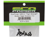 EcoPower 3mm "High Strength" Steel Button Head Screws (10) (3x8mm) - ECP-H-3202
