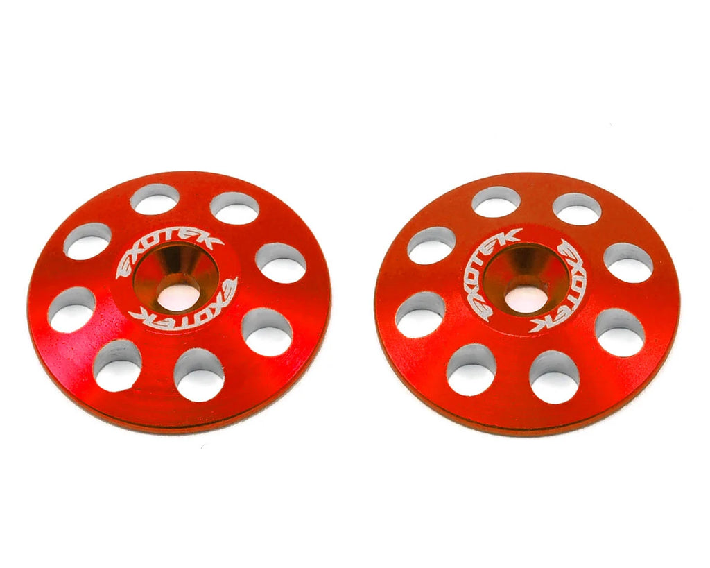 Exotek 22mm 1/8 XL Aluminum Wing Buttons (2) (Red) - EXO1665RED