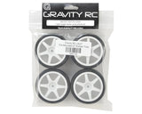 Gravity RC USGT Pre-Mounted GT Rubber Tires w/6 Spoke Wheel (White) (4) w/12mm Hex