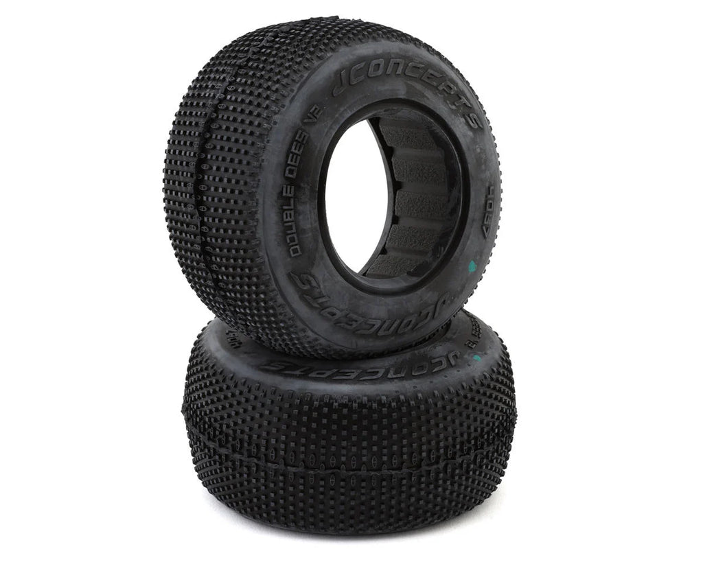 JConcepts Double Dee's V2 1/10 Short Course Truck Tires (2) (Green) - JCO4067-02