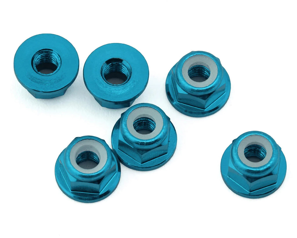 J&T Bearing Co. 3mm 7075 Aluminum Flange Lock Nuts (Light Blue) (6) - JTB-JT12823-LB