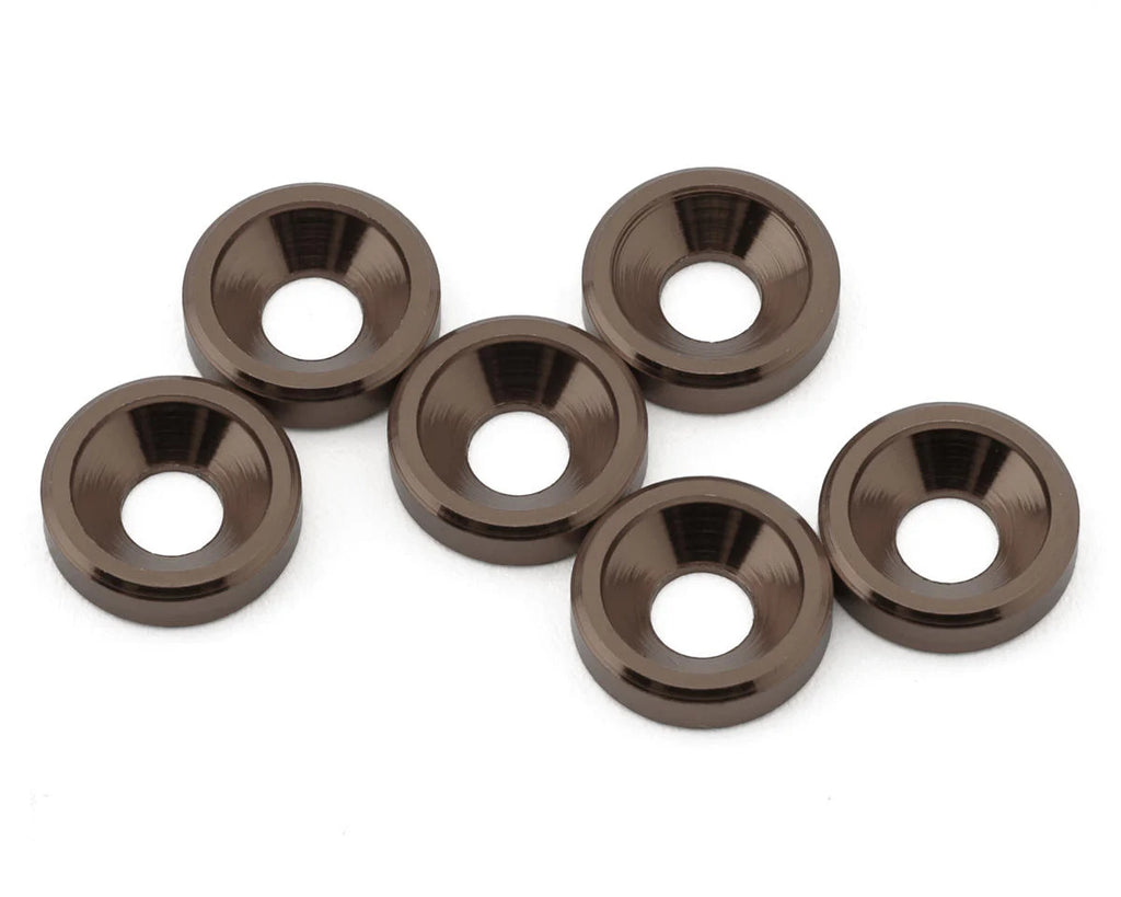 J&T Bearing Co. 3mm Aluminum Countersunk Washers (Grey) (6) - JTB-JT12824-G