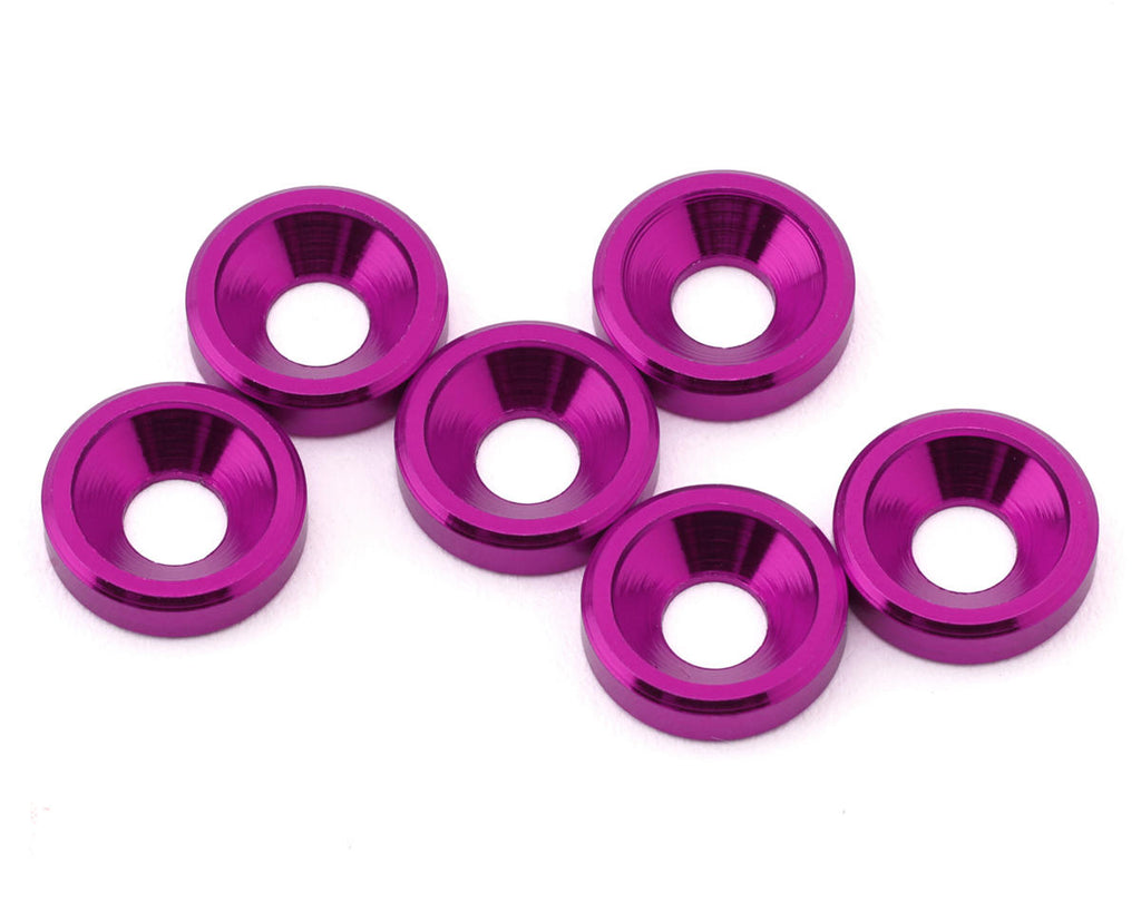 J&T Bearing Co. 3mm Aluminum Countersunk Washers (Purple) (6) - JTB-JT12824-P