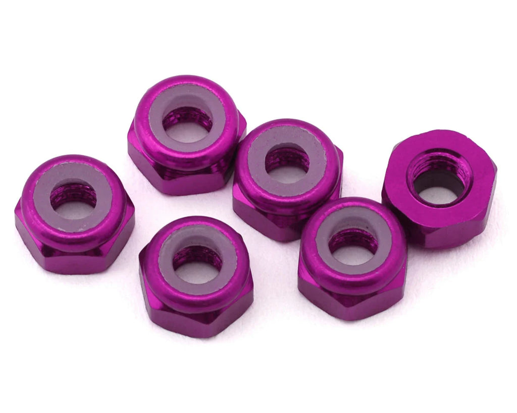 J&T Bearing Co. 3mm 7075 Aluminum Lock Nuts (Purple) (6) - JTB-JT12825-P