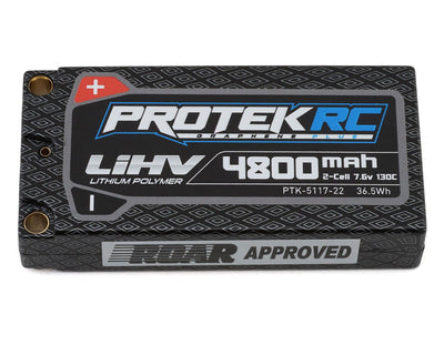 ProTek RC 2S 130C Low IR Si-Graphene + HV LCG Shorty LiPo Battery (7.6V/4800mAh) w/5mm Connectors (ROAR Approved) - PTK-5117-22
