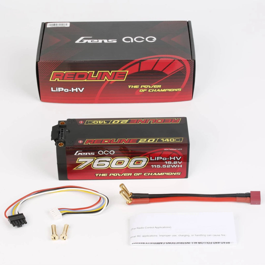 Gens ace Redline 2.0 7600mAh 15.2V 4S1P 140C Lipo battery