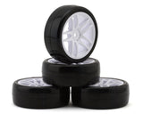 Sweep - R36 Asphalt TC tire 4pc set Pre-glued - Medium Insert - Work White Spoke Wheels - #2636417P - 2636421