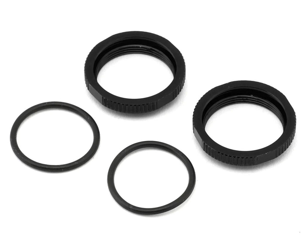Tekno RC Aluminum Shock Adjustment Nut Set (Black) (2) TKR6013BK