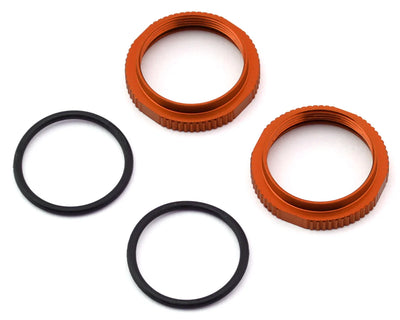 Tekno RC 16mm Aluminum Low Profile Shock Collars (Orange) (2)