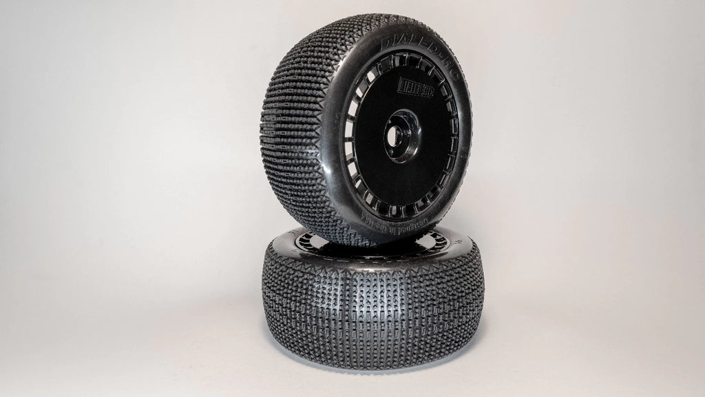 DIALED-RC V1T Super Soft 1/8 Truck/Truggy Tires With Inserts and Cobra Spoke Wheels (Black) (2)