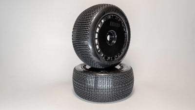 DIALED-RC V1T Super Soft 1/8 Truck/Truggy Tires With Inserts and Cobra Spoke Wheels (Black) (2)