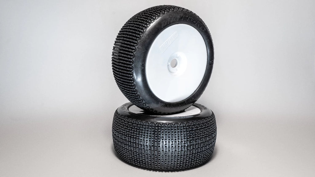 DIALED-RC V1T Soft Long Wear 1/8 Truck/Truggy Tires Pre-Glued (Pre-mounted) (White Dish) (2)