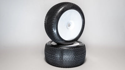 DIALED-RC V1T Soft Long Wear 1/8 Truck/Truggy Tires Pre-Glued (Pre-mounted) (White Dish) (2)