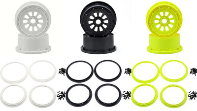 Wheel & Beadlock sets 1.0 Losi Rims Black / Yellow / White Pair or Set