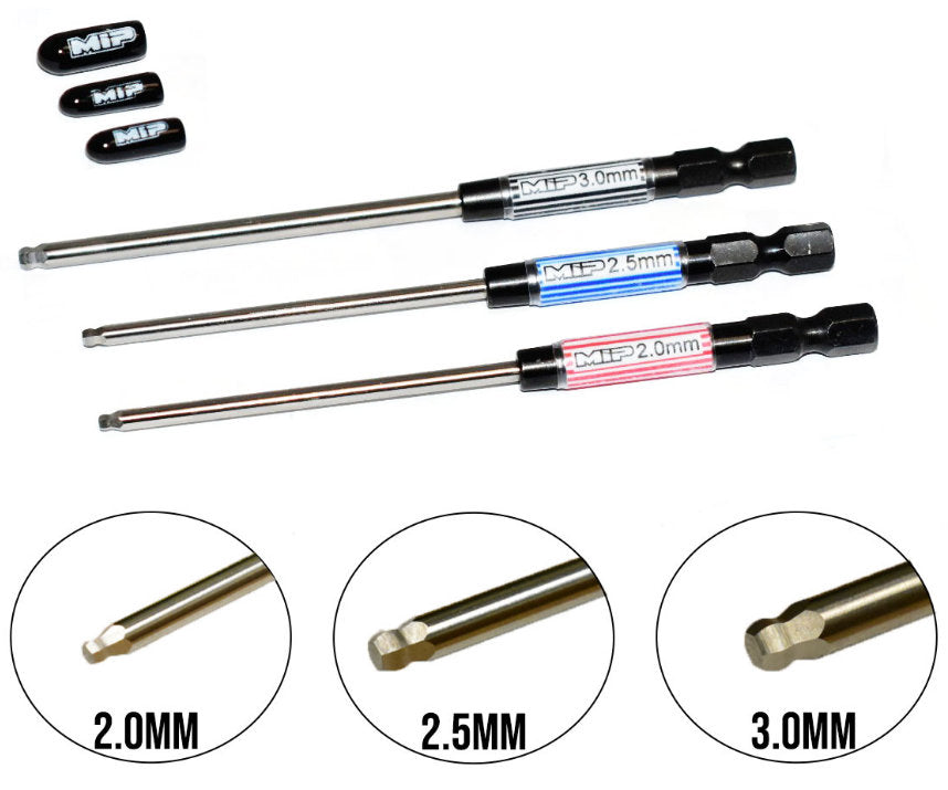 MIP Metric Ball End Speed Tip Set (3), 2.0mm, 2.5mm, & 3.0mm - #9516 ...