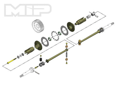 MOD / MIP Aluminum Ball Diff / Bone Puck Drive System, 68mm TLR 22 5.0 Elite #18370